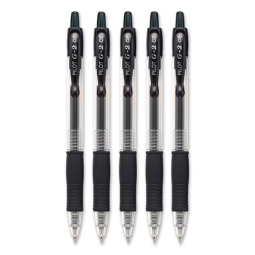 Pilot® G2 Premium Gel Pen, Retractable, Extra-Fine 0.5 mm, Black Ink, Clear/Black Barrel, 5/Pack (PIL31173)