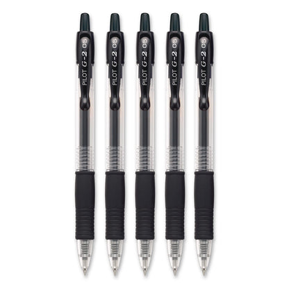 Pilot® G2 Premium Gel Pen, Retractable, Extra-Fine 0.5 mm, Black Ink, Clear/Black Barrel, 5/Pack (PIL31173)