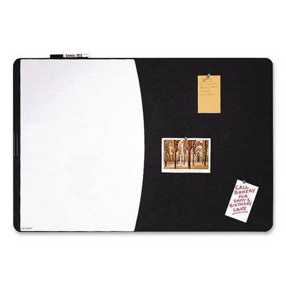 Quartet® Designer Tack and Write Combination Dry-Erase Whiteboard/Bulletin Board, 35 x 23.5, Black/White Surface, Black Plastic Frame (QRT06545BK)