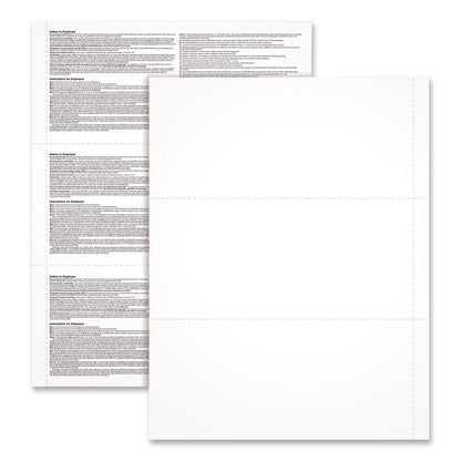 Adams® 2024 W-2 3-Up Employee Copy Blank Front with Copy B Backers; 8.5 x 3.66, 3 Forms/Sheet, 300 Forms Total (TFP420066)