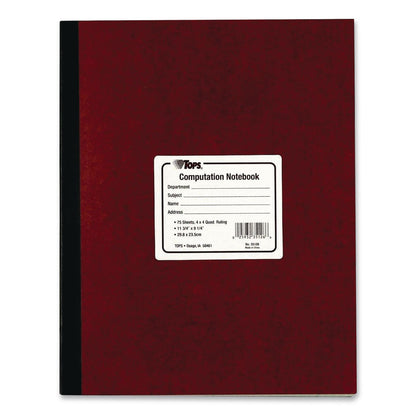 TOPS™ Computation Notebook, Quadrille Rule (4 sq/in), Red Cover, (75) 11.75 x 9.5 Sheets (TOP35126)