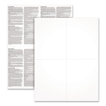 Adams® 2024 W-2 4-Up Employee Copy Blank Front with Copy B and C Backers 8.5 x 3.66, 4 Forms/Sheet, 100 Forms Total (TOP411968)