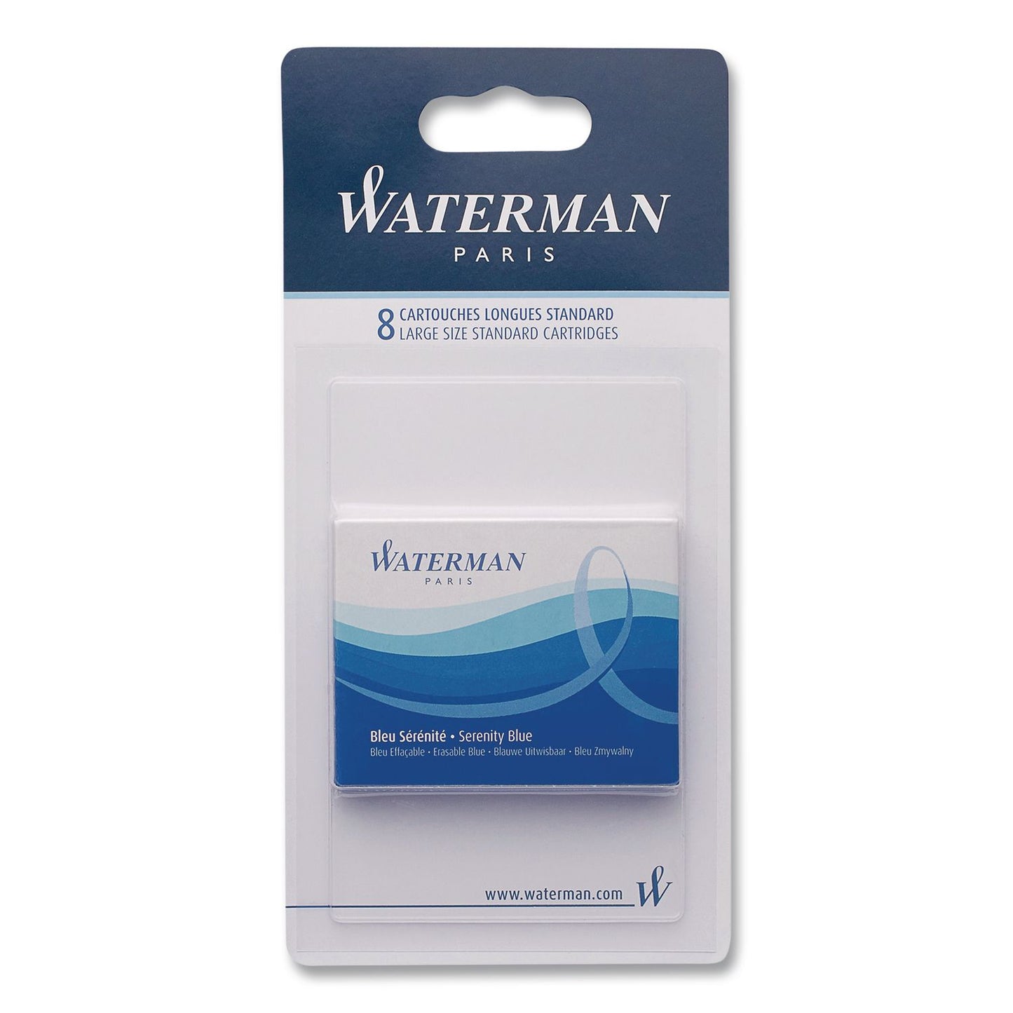 Waterman Refill Cartridge for Waterman Fountain Pens, Serenity Blue Ink, 8/Pack (WAT52022W)