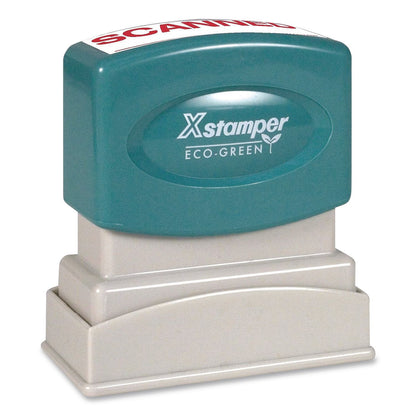 Xstamper® ECO-GREEN Pre-Inked One-Color Stock Stamp, SCANNED, 1.62 x 0.5, Red Ink (XST1829)