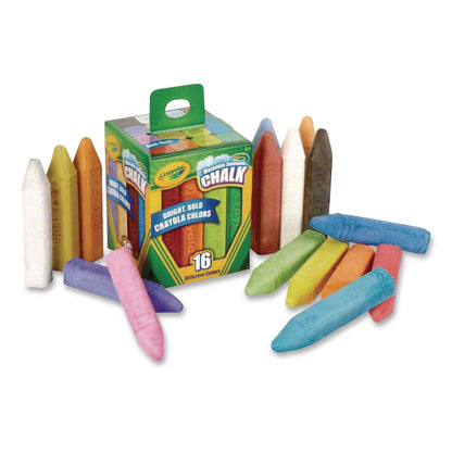 Crayola® Washable Sidewalk Chalk, 4.25" x 0.75 Diameter, Assorted Colors, 16 Sticks/Box (CYO512016)