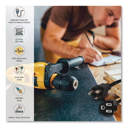 GoGreen Power 16 AWG Outdoor Extension Cord, 8 ft, 13 A, Black (GGPGG13708BK)