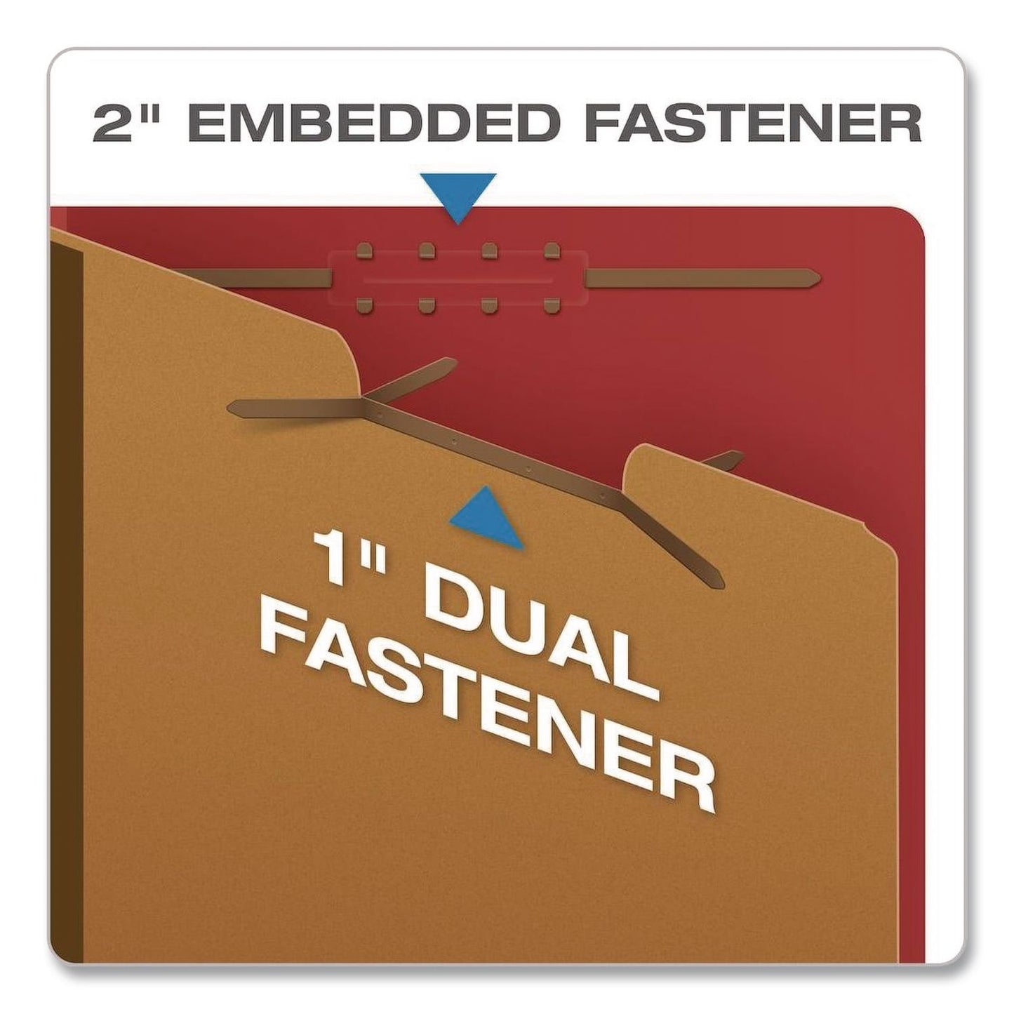 Pendaflex® Pressboard End Tab Classification Folders, Straight Tab, Expands 3.5", 3 Dividers, 8 Fasteners, Letter Size, Red, 50/Box (PFX23865GW)