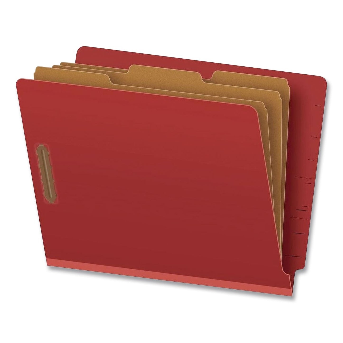Pendaflex® Pressboard End Tab Classification Folders, Straight Tab, Expands 3.5", 3 Dividers, 8 Fasteners, Letter Size, Red, 50/Box (PFX23865GW)