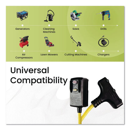 GoGreen Power Portable Tri-Tap with GFCI, 3 Outlets, 2 ft Cord, Yellow (GGPGG12402)