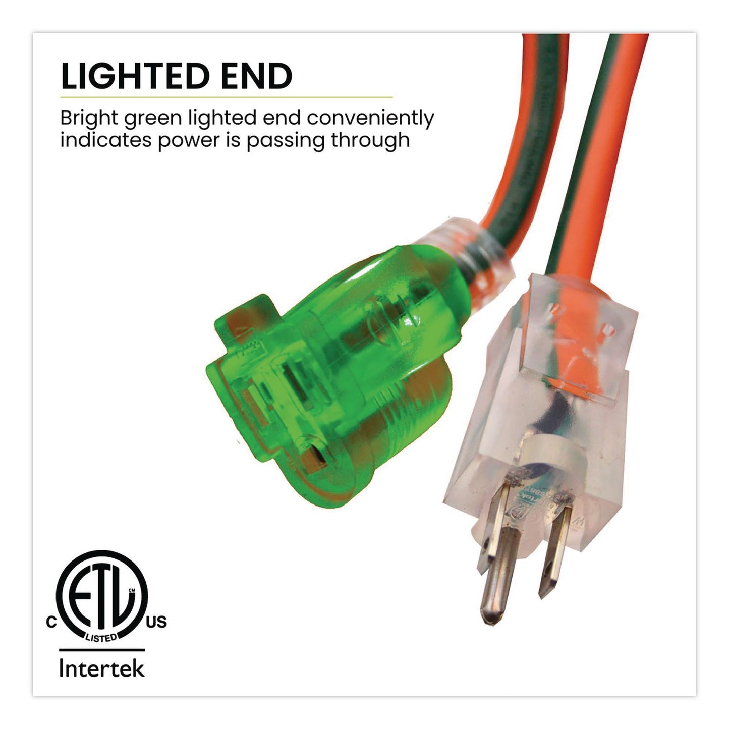 GoGreen Power 14 AWG Lighted End Heavy-Duty Extension Cord, 100 ft, 13 A, Orange/Black (GGPGG13800)