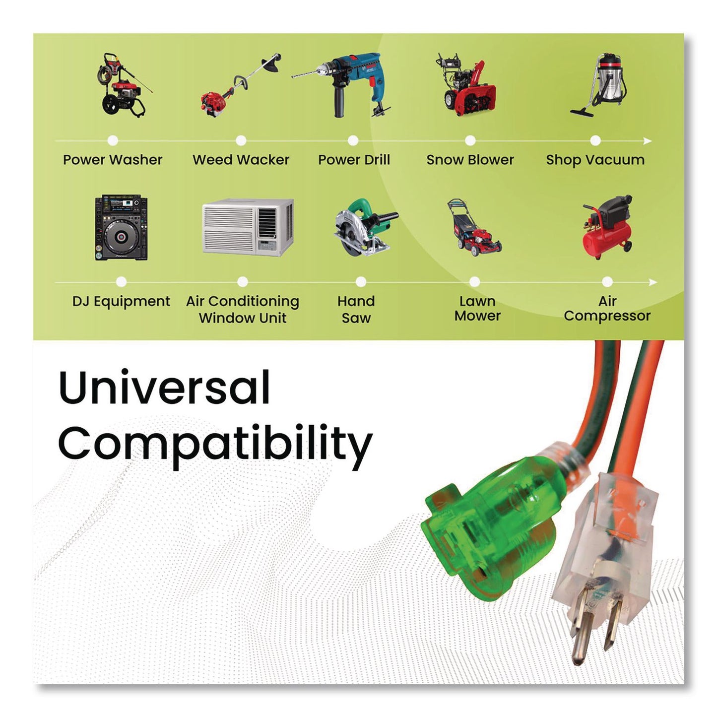 GoGreen Power 14 AWG Lighted End Heavy-Duty Extension Cord, 25 ft, 15 A, Orange/Black (GGPGG13825)