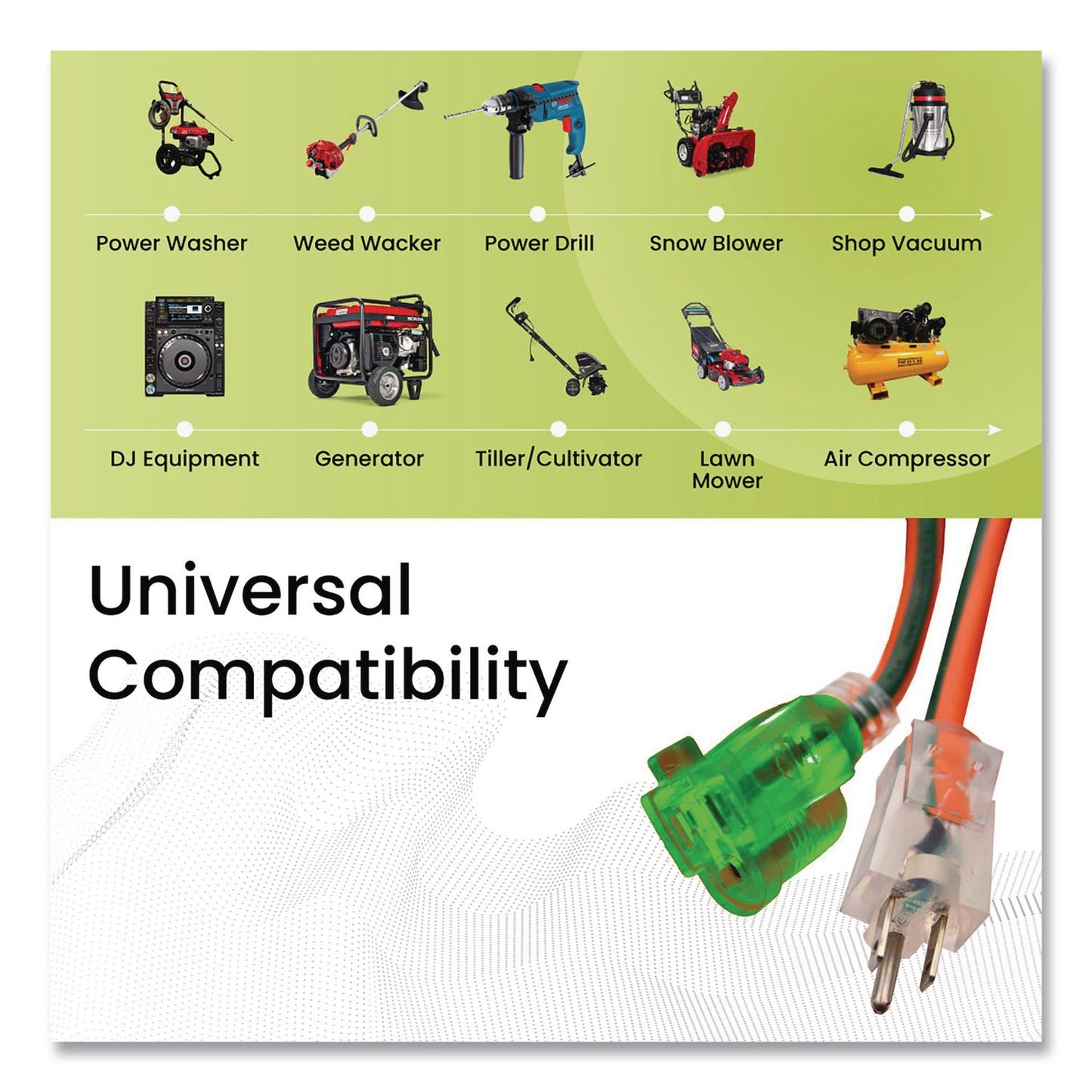 GoGreen Power 12 AWG Lighted End Heavy-Duty Extension Cord, 25 ft, 15 A, Orange/Black (GGPGG14025)