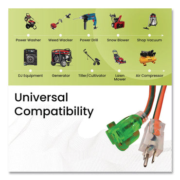 GoGreen Power 12 AWG Lighted End Heavy-Duty Extension Cord, 50 ft, 15 A, Orange/Black (GGPGG14050)