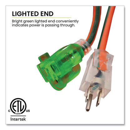 GoGreen Power 12 AWG Lighted End Heavy-Duty Extension Cord, 100 ft, 15 A, Orange/Black (GGPGG14000)