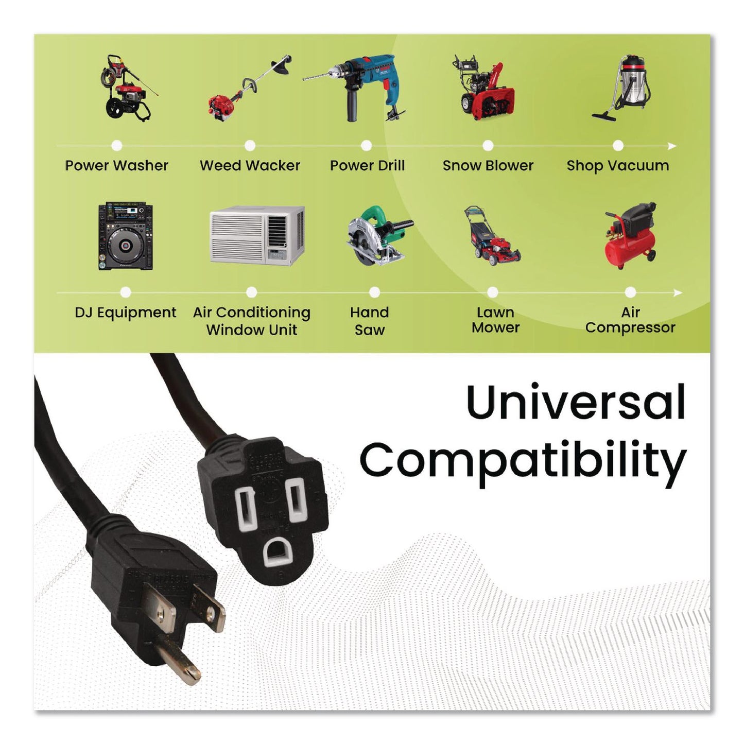 GoGreen Power 14 AWG Heavy-Duty Extension Cord, 100 ft, 13 A, Black (GGPGG13800BK)