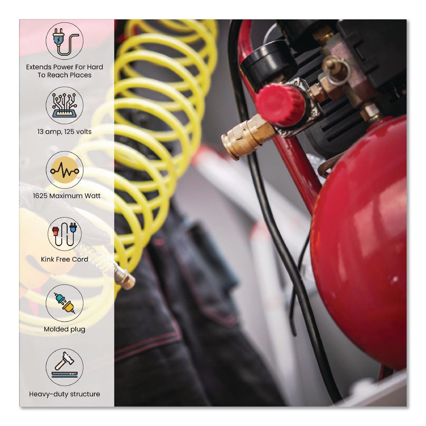 GoGreen Power 14 AWG Heavy-Duty Extension Cord, 100 ft, 13 A, Black (GGPGG13800BK)