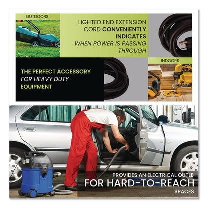 GoGreen Power 14 AWG Lighted End Heavy-Duty Extension Cord, 50 ft, 15 A, Black (GGPGG13850BK)