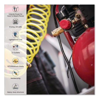 GoGreen Power 14 AWG 3-Outlet Heavy-Duty Extension Cord, 100 ft, 13 A, Orange (GGPGG15100)