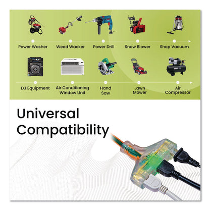 GoGreen Power 14 AWG 3-Outlet Heavy-Duty Extension Cord, 100 ft, 13 A, Orange (GGPGG15100)