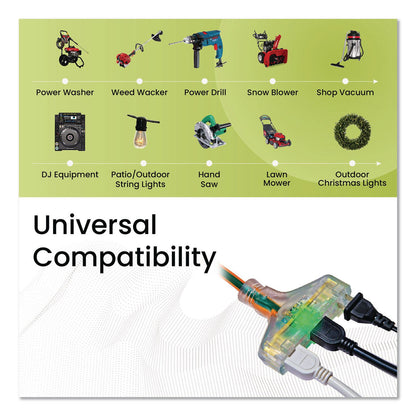 GoGreen Power 14 AWG 3-Outlet Heavy Duty Extension Cord, 25 ft, 15 A, Orange (GGPGG15125)