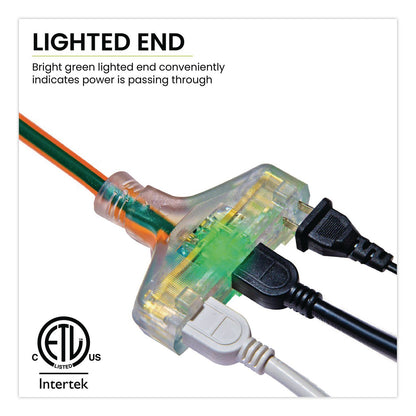 GoGreen Power 14 AWG 3-Outlet Heavy Duty Extension Cord, 25 ft, 15 A, Orange (GGPGG15125)