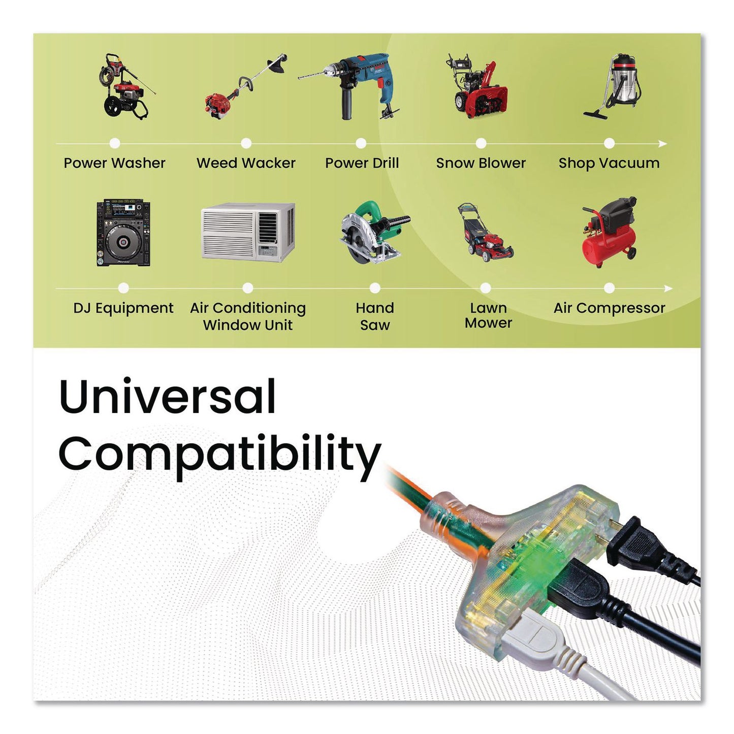 GoGreen Power 14 AWG 3-Outlet Heavy-Duty Extension Cord, 50 ft, 15 A, Orange (GGPGG15150)