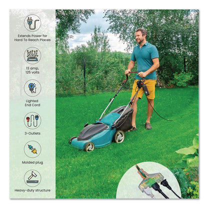 GoGreen Power 14 AWG 3-Outlet Heavy-Duty Extension Cord, 50 ft, 15 A, Orange (GGPGG15150)