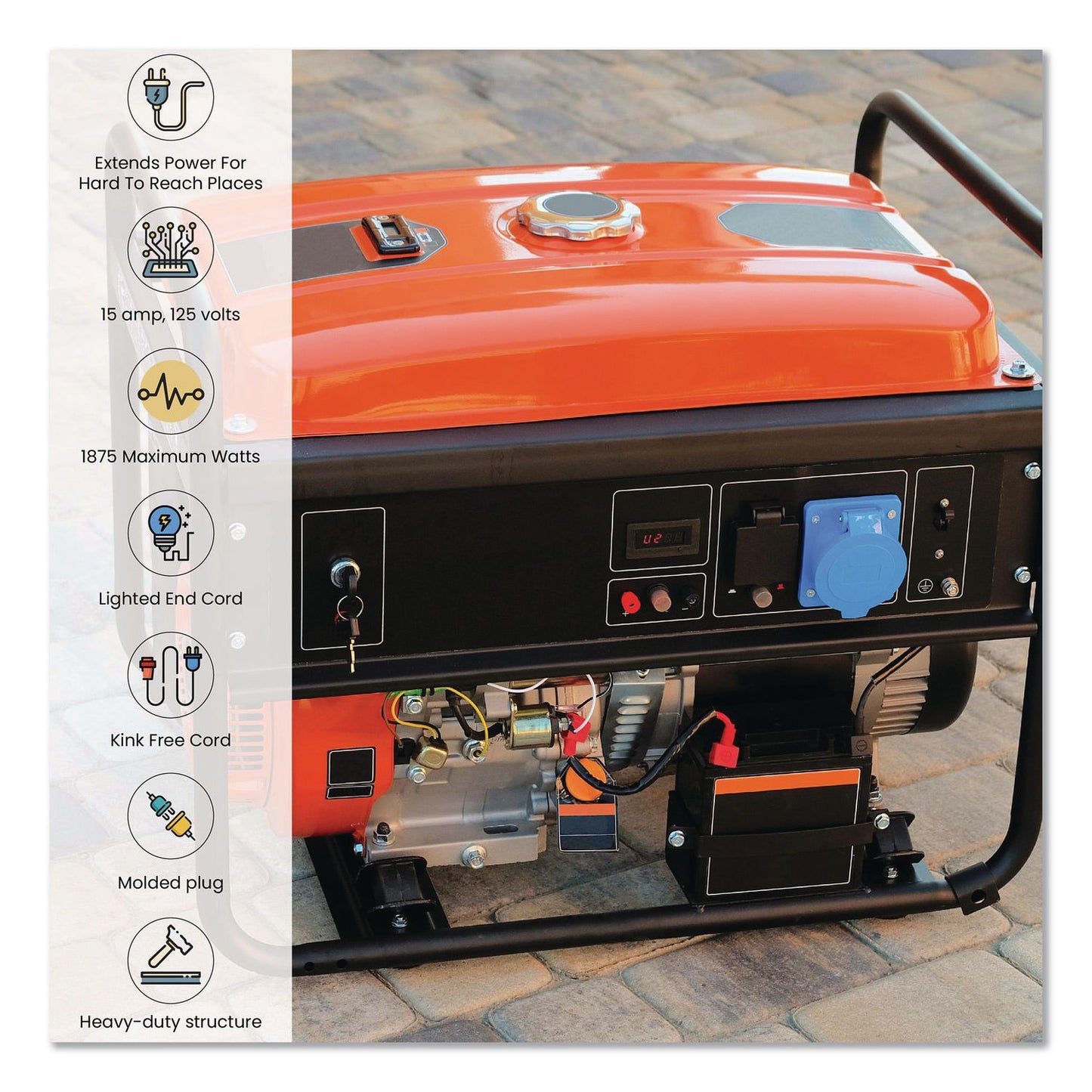 GoGreen Power 12 AWG 3-Outlet Heavy-Duty Extension Cord, 100 ft, 15 A, Orange (GGPGG15200)