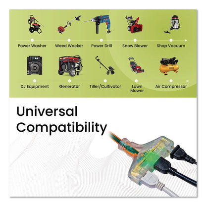 GoGreen Power 12 AWG 3-Outlet Heavy-Duty Extension Cord, 100 ft, 15 A, Orange (GGPGG15200)