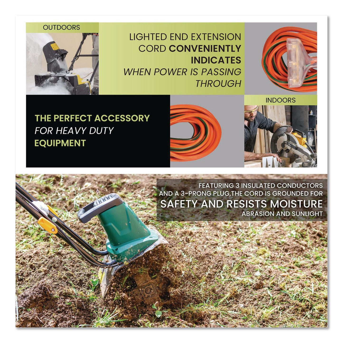 GoGreen Power 12 AWG 3-Outlet Heavy-Duty Extension Cord, 100 ft, 15 A, Orange (GGPGG15200)