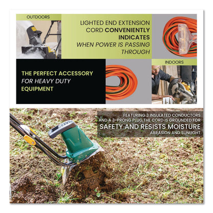 GoGreen Power 12 AWG 3-Outlet Heavy-Duty Extension Cord, 100 ft, 15 A, Orange (GGPGG15200)