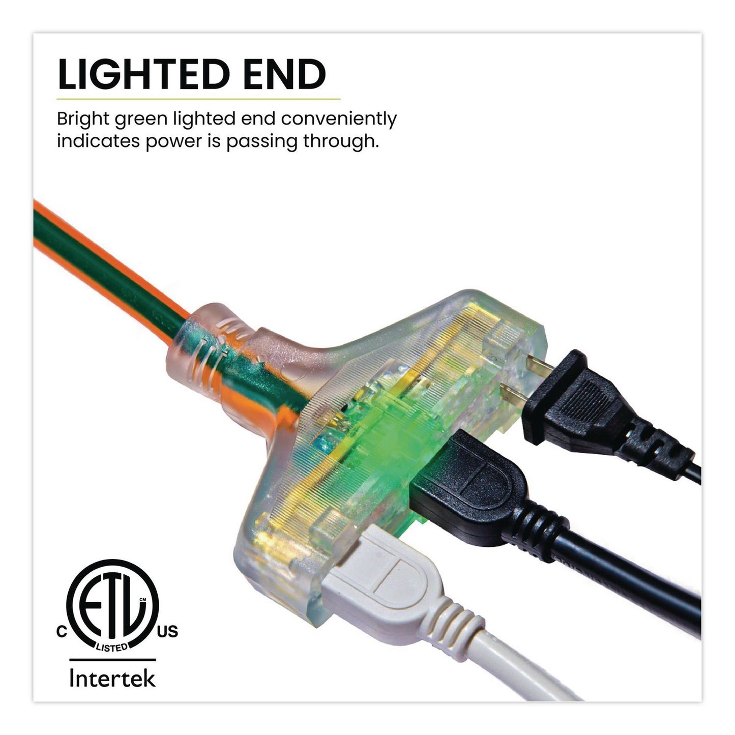 GoGreen Power 12 AWG 3-Outlet Heavy-Duty Extension Cord, 2 ft, 15 A, Orange (GGPGG15302)