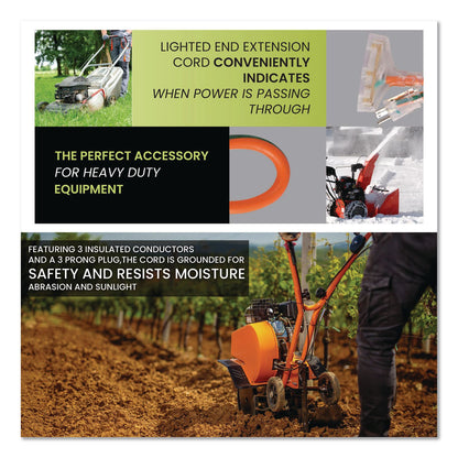 GoGreen Power 12 AWG 3-Outlet Heavy-Duty Extension Cord, 2 ft, 15 A, Orange (GGPGG15302)