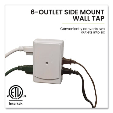 GoGreen Power 6 Outlet Side Mount Wall Tap, White (GGPGG16000TSM)