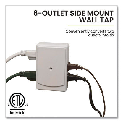 GoGreen Power 6 Outlet Side Mount Wall Tap, White (GGPGG16000TSM)
