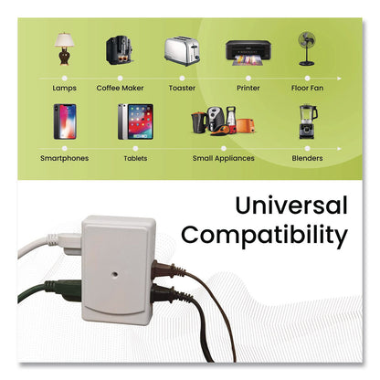 GoGreen Power 6 Outlet Side Mount Wall Tap, White (GGPGG16000TSM)