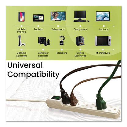 GoGreen Power 6 Outlet Mini Surge Protector, 2 ft Cord, 160 J, White (GGPGG16103MIN)
