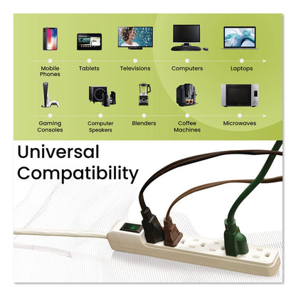 GoGreen Power 6 Outlet Mini Surge Protector, 2 ft Cord, 160 J, Black (GGPGG16103MINBK)