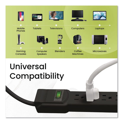 GoGreen Power 6 Outlet Surge Protector, 2.5 ft Cord, 160 J, Black (GGPGG16103MSBK)