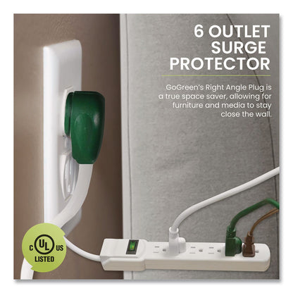 GoGreen Power 6 Outlet Surge Protector, 6 ft Cord, 250 J, White (GGPGG16106MS)