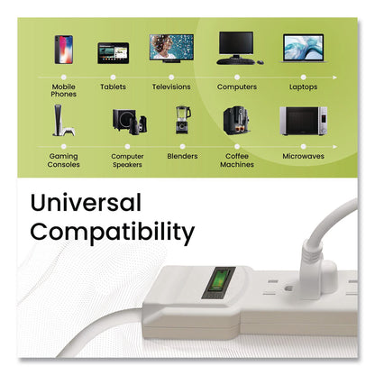 GoGreen Power 6 Outlet Surge Protector, 6 ft Cord, 250 J, White (GGPGG16106MS)