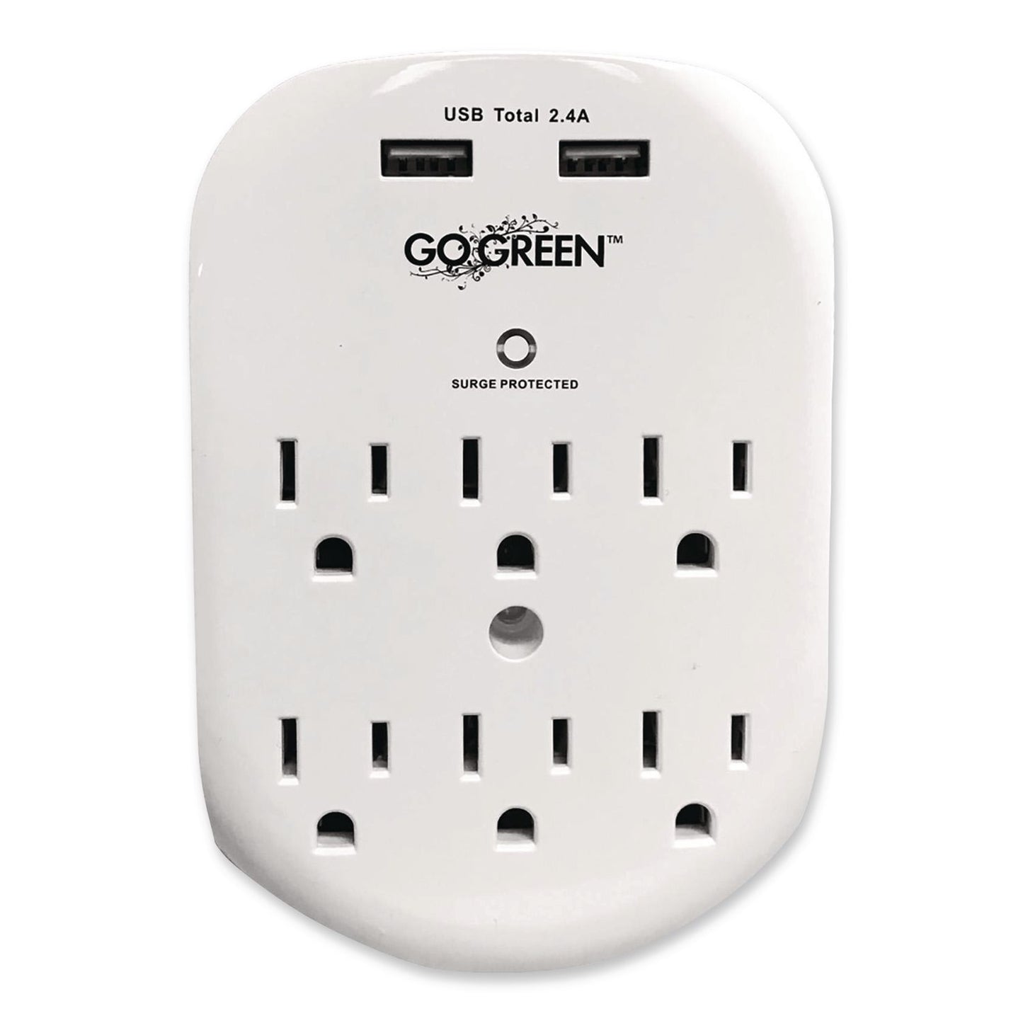 GoGreen Power 6 Outlet 4 USB Wall Tap, 735 J, White (GGPGG16000USB4)