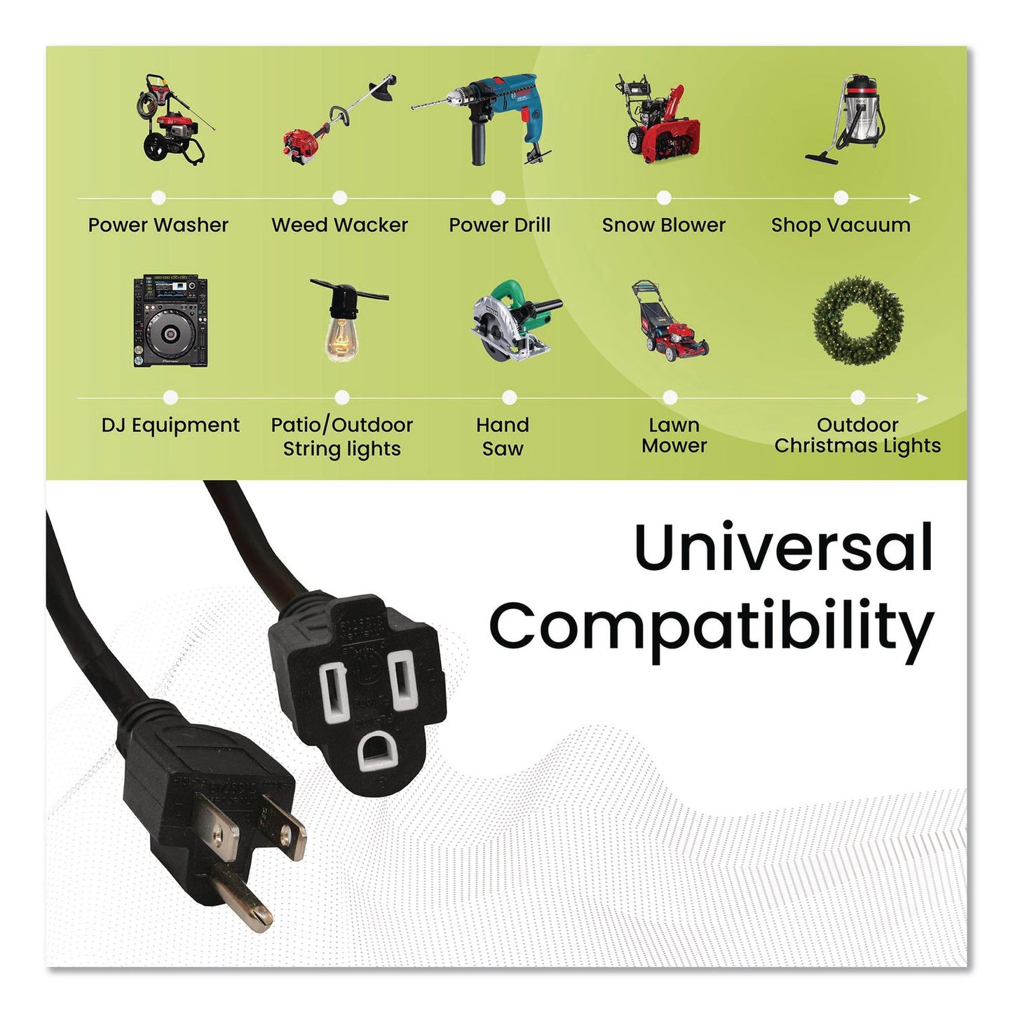 GoGreen Power 16 AWG Outdoor Extension Cord, 15 ft, 13 A, Black (GGPGG13715BK)