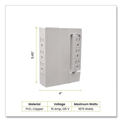 GoGreen Power 6 Outlet Swivel Wall Tap, White (GGPGG16000TSW)