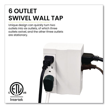 GoGreen Power 6 Outlet Swivel Wall Tap, White (GGPGG16000TSW)