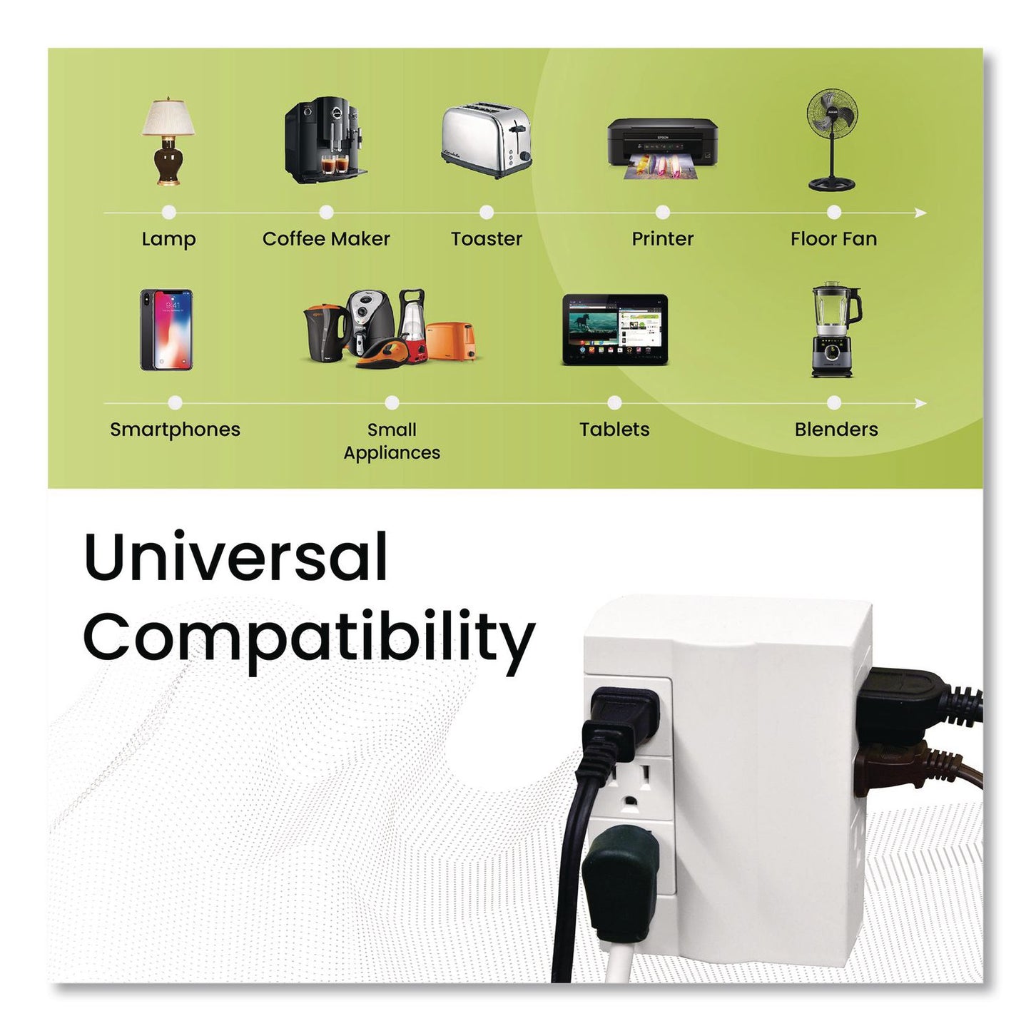 GoGreen Power 6 Outlet Swivel Wall Tap, White (GGPGG16000TSW)