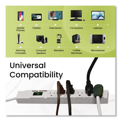 GoGreen Power 6 Outlet Surge Protector, 15 ft Cord, 1,200 J, White (GGPGG1631515)