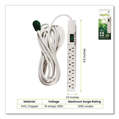 GoGreen Power 6 Outlet Surge Protector, 15 ft Cord, 1,200 J, White (GGPGG1631515)