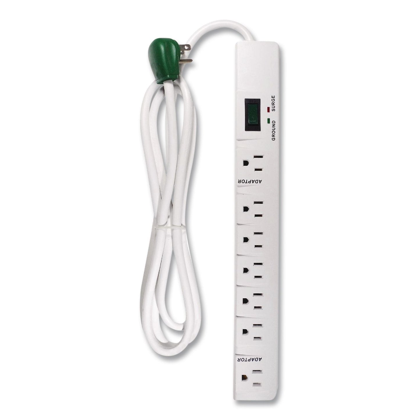 GoGreen Power 7 Outlet Surge Protector, 6 ft Cord, 1,200 J, White (GGPGG17636)