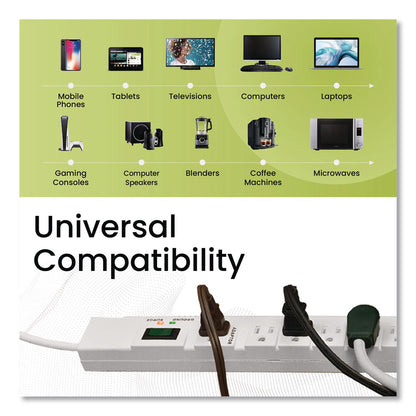 GoGreen Power 7 Outlet Surge Protector, 6 ft Cord, 1,200 J, White (GGPGG17636)